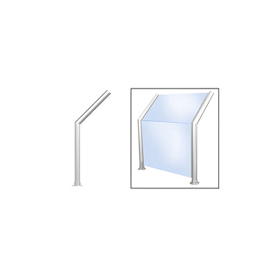 CRL Polished Stainless Elegant 101 Series 1-1/2" Tubing Glass On Slant and Front Only Sneeze Guard