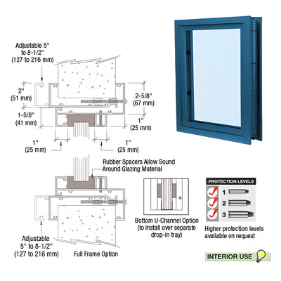 CRL Powder Painted (Specify) Aluminum Clamp-On Frame Interior Glazed Vision Window