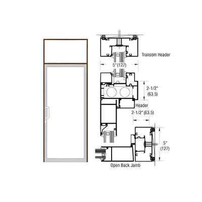 CRL-U.S. Aluminum IG600 Series Dark Bronze/Black Anodized Class 1 Custom Transom Door Frame for Butt Hinge and Overhead Concealed Closer