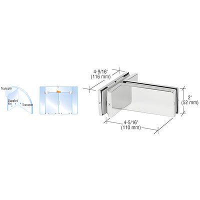 CRL Polished Stainless Transom Mounted Patch Connector with Support Fin Bracket