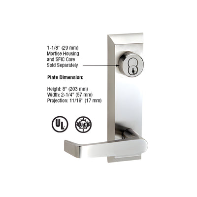 CRL Brushed Stainless 1600 Series Prepped Lever Trim for 1900 Rim Panic Devices