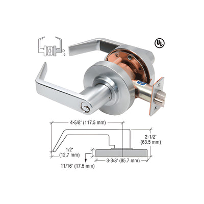 CRL Heavy-Duty Brushed Chrome Grade 1 Lever Locksets Storeroom - Schlage® 6-Pin