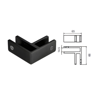 CRL Matt Black 90 Degree Glass Bracing Clamp