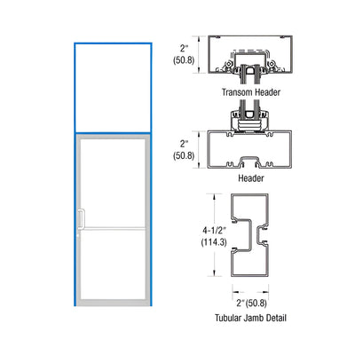 CRL-U.S. Aluminum Custom Size Custom Paint Series 451 Tubular Butt Hinge Transom Frame Complete (1FT)