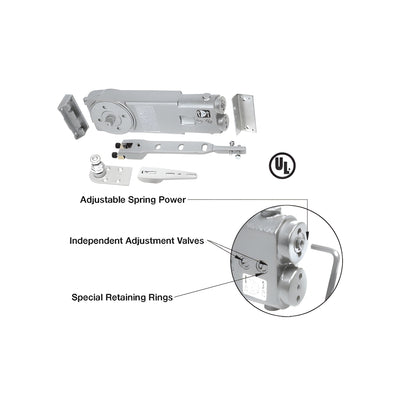CRL 90º No Hold Open Adjustable Spring Power Overhead Concealed Door Closer "A" Package
