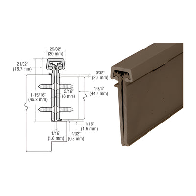 CRL Dark Bronze Anodized 83" Roton 224HD Series Concealed Leaf Heavy-Duty Hinge With Lip for 1-3/4" Entry Door