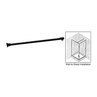CRL Black Frameless Shower Door Fixed Panel Wall-To-Glass Support Bar for 3/8" to 1/2" Thick Glass