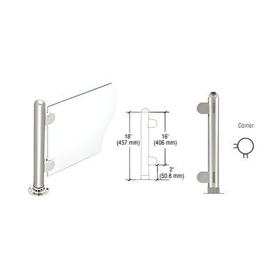 CRL Polished Stainless 18" Round PP07 Elegant Series Counter/Partition Corner Post with Air Space