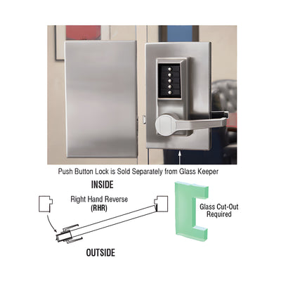 CRL Brushed Stainless 6" x 10" RHR Center Push Button Lock With Housing