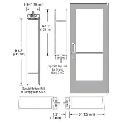 CRL-U.S. Aluminum Class Anodized Custom Single Series 550 Wide Stile Offset Pivot Entrance Door for Overhead Concealed Door Closer