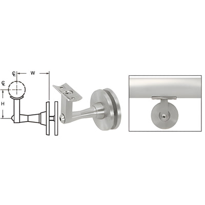 CRL Brushed Stainless Manhattan Series Glass Mounted Hand Rail Bracket
