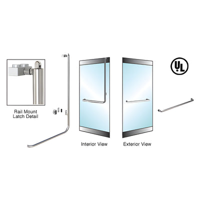 CRL-Blumcraft® Brushed Stainless Right Hand Reverse Rail Mount Keyed Access "A" Exterior, Top Securing Panic Handle for 3/4" Glass