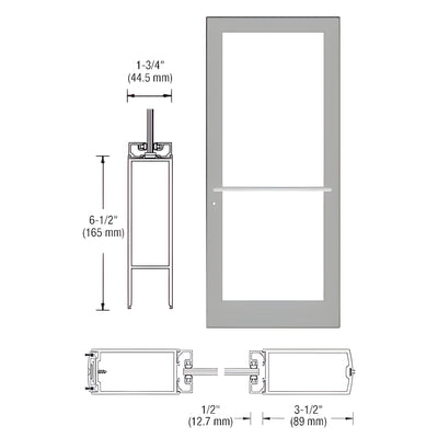 CRL-U.S. Aluminum Clear Anodized 400 Series Medium Stile Active Leaf of Pair 3'0 x 7'0 Center Hung for OHCC w/Standard Push Bars Complete Door Std. MS Lock & Bottom Rail