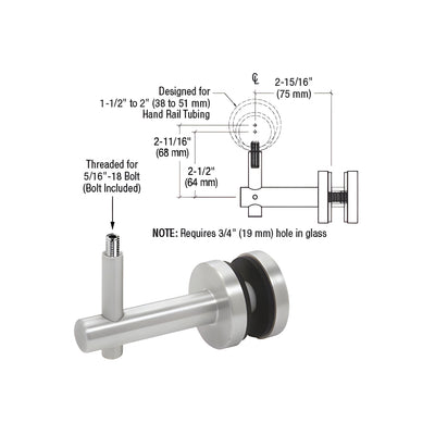 CRL Mill Aluminum Coastal Series Glass Mounted Hand Rail Bracket