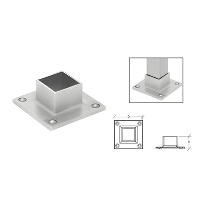 CRL Polished Stainless Square Full Flange for 1-1/2" Tubing
