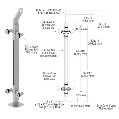 CRL Brushed Stainless Custom P2 Series 180 Degree Center Post Railing Kit