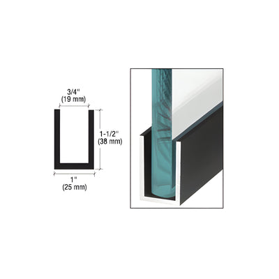CRL Black Powder Coat Wet / Dry Glaze 1-1/2" Deep U-Channel 240" Stock Length