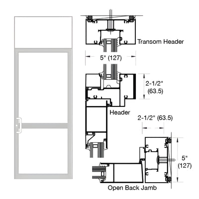CRL-U.S. Aluminum IG600 Series Clear Anodized Class 1 Custom Transom Butt Hinge Door Frame