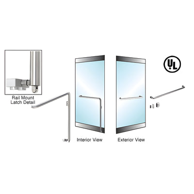 CRL-Blumcraft® Brushed Stainless Right Hand Reverse Rail Mount Keyed Access "A" Exterior Bottom Securing Panic Handle for 3/4" Glass