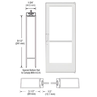 CRL-U.S. Aluminum Bone White KYNAR® Custom Single Series 400 Medium Stile Offset Pivot Entrance Door for Surface Mount Door Closer