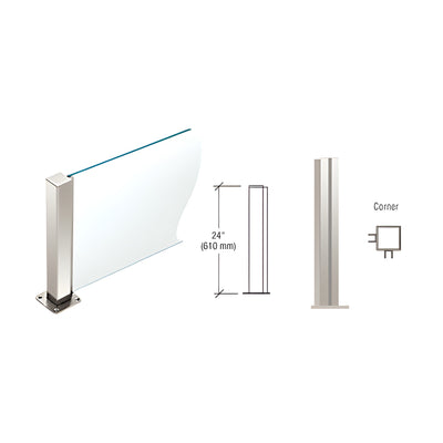CRL Polished Stainless 24" High 1-1/2" Square PP43 Plaza Series Counter/Partition Corner Post