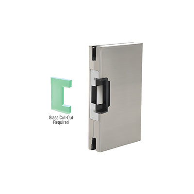 CRL Brushed Stainless 6" x 10" RH/LHR Custom Center Lock Glass Keeper with Deadlatch Electric Strike