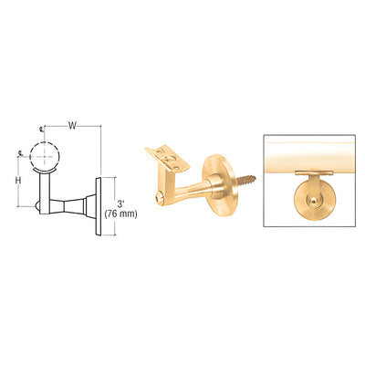 CRL Polished Brass Manhattan Series Wall Mounted Hand Rail Bracket