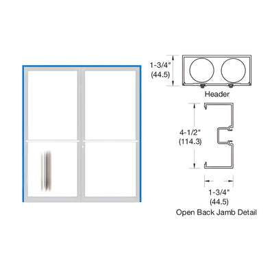 CRL-U.S. Aluminum Clear Anodized 1-3/4" x 4-1/2" 450 Series Up and Over Double Door Frame