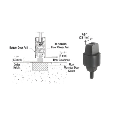 CRL Floor Mounted Closer 1/2" (12.7mm) Collar Height Tapered Type Spindle
