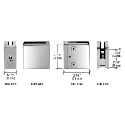 CRL 316 Polished Stainless Z-Series Radius Surface Mount Square Type Glass Clamps for 3/4" (19 mm) Glass