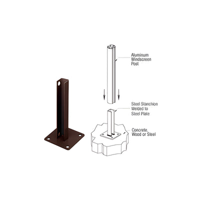 CRL Matte Bronze AWS Steel Stanchion for 90 Degree Rectangular Corner Posts