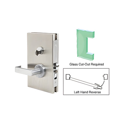 CRL Brushed Stainless 6" x 10" LHR Center Lock With Deadlatch in Office Function