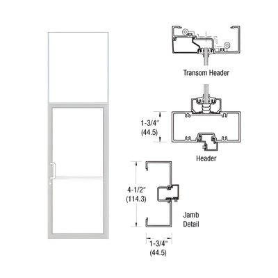 CRL-U.S. Aluminum Custom Sized White KYNAR® Paint Series 450 Open Back Butt Hinge Transom Frame Complete (1FT)