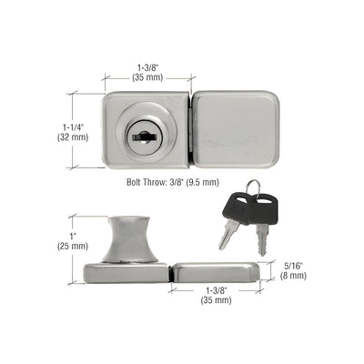 CRL Brushed Nickel UV Bond Classic Series Glass Door Lock and Keeper for Double Doors - Keyed Alike