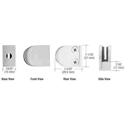 CRL Satin Stainless Mini Z-Series Glass Clamp Round Shape - Flat Base