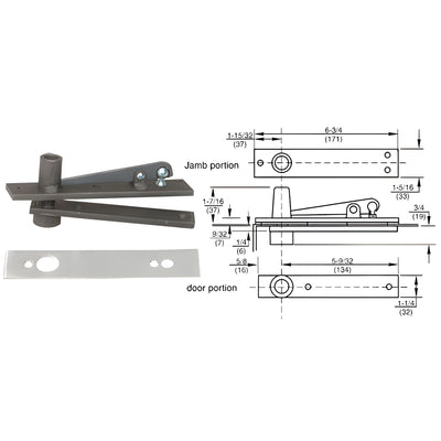 Rixson® Center-Hung Top Pivot with Satin Chrome Cover Plate