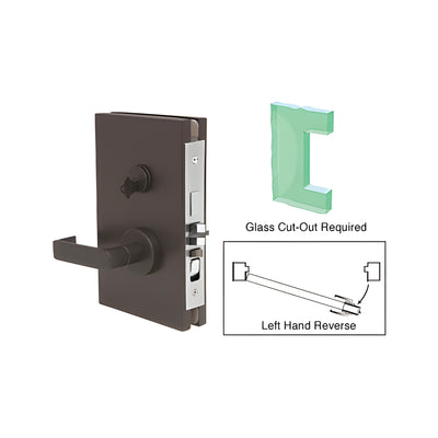 CRL Dark Bronze 6" x 10" LHR Center Lock With Deadlatch in Entrance Lock Function