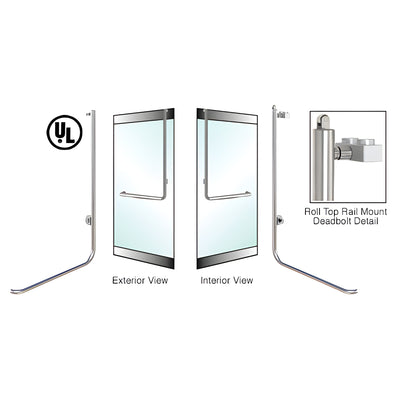 CRL-Blumcraft® Polished Stainless Left Hand Reverse Roll Top Rail Mount Cylinder/Cylinder "D" Exterior Top Securing Deadbolt Handle