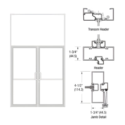 CRL-U.S. Aluminum White KYNAR® Paint Custom Sized Series 450 Tubular Gear Hinge Transom Frame Complete (2FT)