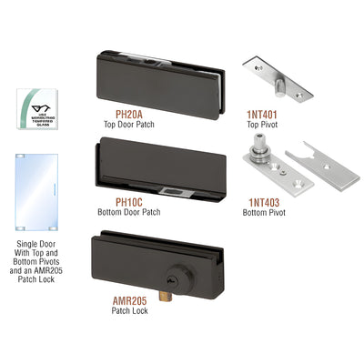 CRL Matte Black North American Patch Door Kit - With Lock