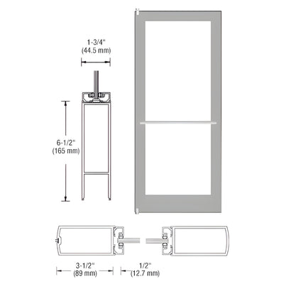 CRL-U.S. Aluminum Clear Anodized 400 Series Medium Stile Inactive Leaf of Pair 3'0 x 7'0 Center Hung for OHCC w/Standard Push Bars Complete Door Std. MS Lock & Bottom Rail