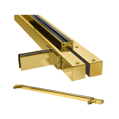 CRL Polished Brass Custom Size Double Door Floating Header with Fin Brackets for 1/2" Glass