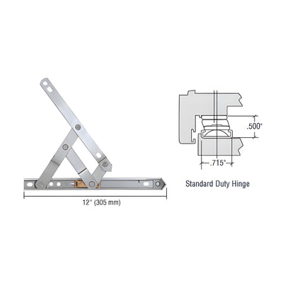 CRL Truth® 12" Standard Duty 4-Bar Stainless Steel Window Hinge