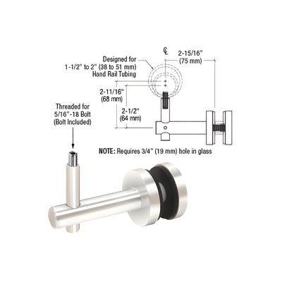 CRL Polished Stainless Coastal Series Glass Mounted Hand Rail Bracket