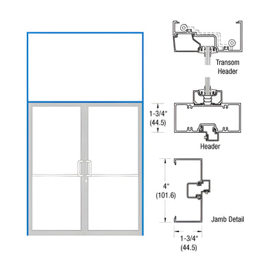 CRL-U.S. Aluminum Bronze Black Anodized Open Back Transom Frame for Pair of Doors Prepped for OP400 Offset Using Surface Mount Closers