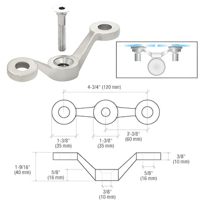 CRL Brushed Stainless Double Arm Post Mount Spider Fitting