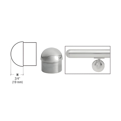 CRL Polished Stainless Dome End Cap for 1-1/2" Tubing