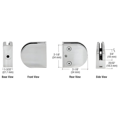 CRL Brushed Stainless Z-Series Round Type Flat Base Stainless Steel Clamp for 3/8" Glass