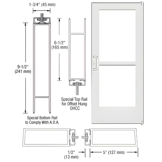 CRL-U.S. Aluminum KYNAR® Offset Wide-Stile Pivot Door 550 w/ Panic