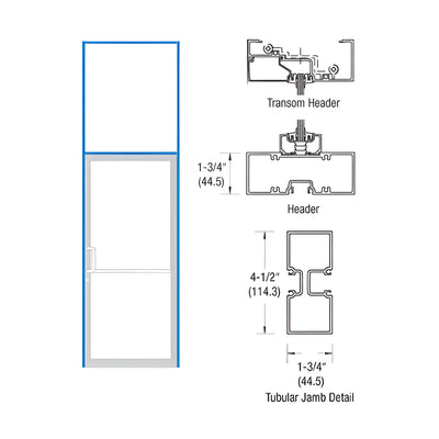 CRL-U.S. Aluminum Clear Anodized Single Door 39-1/2" x 126" 450 Series Right Hand Transom Frame